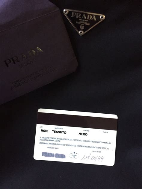 prada milano dal 1913 authenticity certificate card